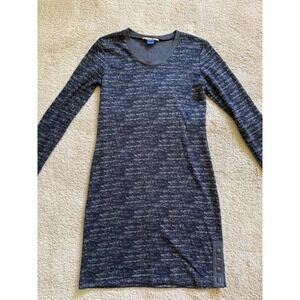 Kavu Womens Gretta Shift Dress Blue Abstract Stretch Scoop‎ Neck Long Sleeve XS